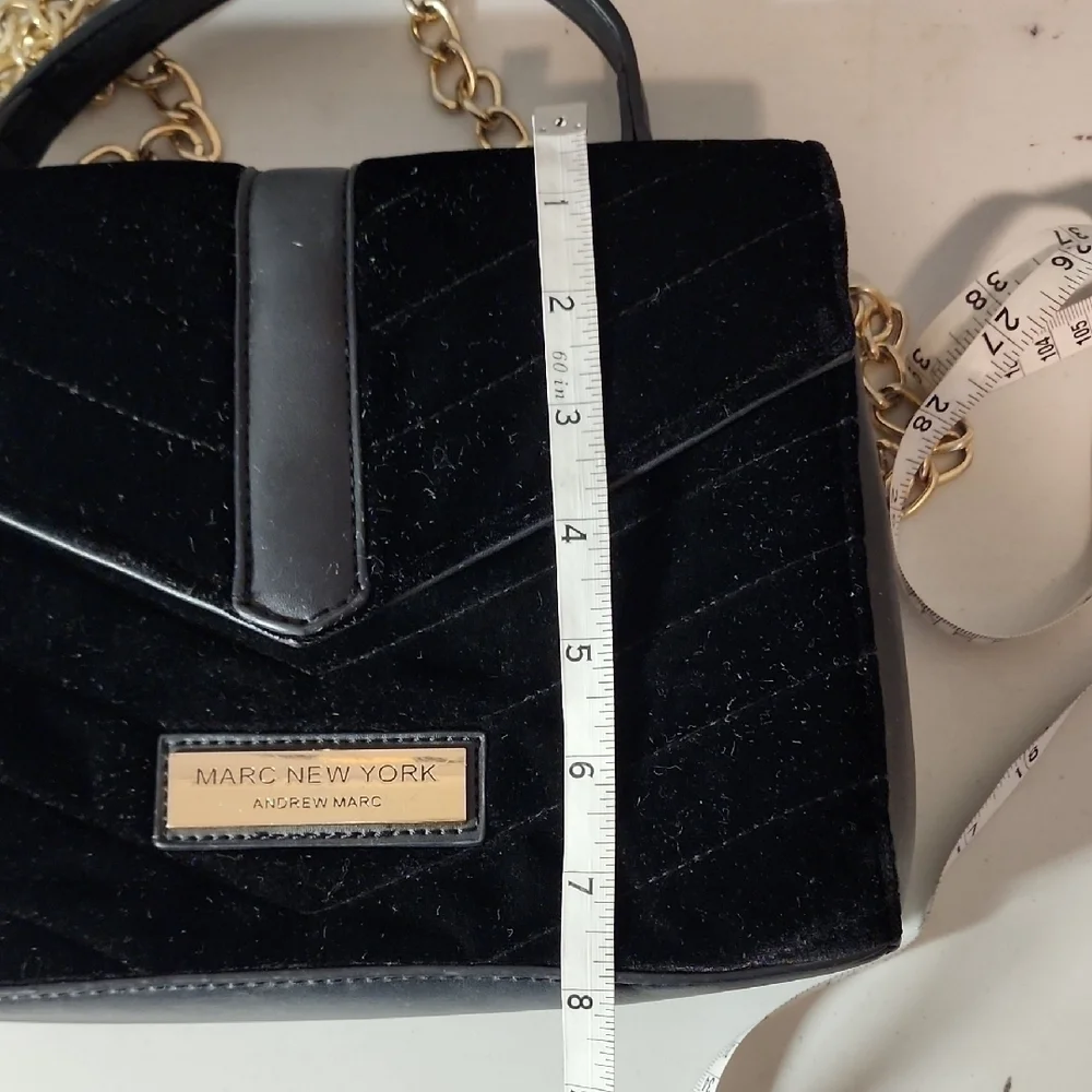 Marc New York Black Velvet Shoulder Bag with Gold Chain